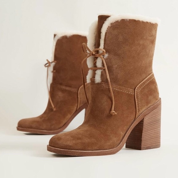UGG JERENE Chestnut Suede Mid-Calf Boots - Picture 2 of 6